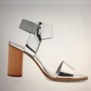 COS Silver Sandal Rounded Block Heel, Size 39